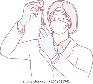 A dedicated healthcare worker holds a vaccine vial and syringe, preparing for an important immunization