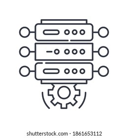 Dedicated hosting icon, linear isolated illustration, thin line vector, web design sign, outline concept symbol with editable stroke on white background.