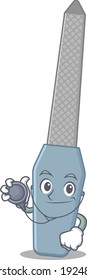 A dedicated nail file doctor caricature design working with tools. Vector illustration