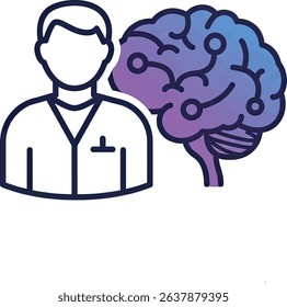 Dedicated Neuroscientist Exploring Brain Icon White Background Cognitive Function Study