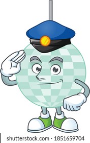 A dedicated Police officer of disco ball cartoon drawing concept. Vector illustration