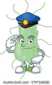 A dedicated Police officer of salmonella cartoon drawing concept. Vector illustration