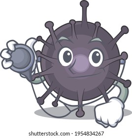 A dedicated salmonella doctor caricature design working with tools. Vector illustration