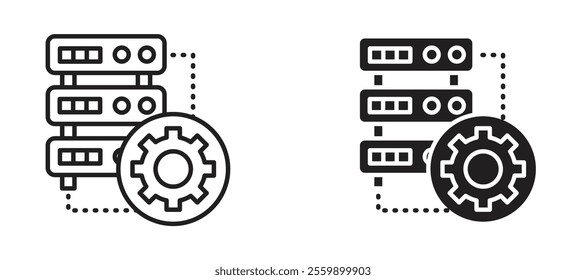 Dedicated server Icon set in black color for ui designs