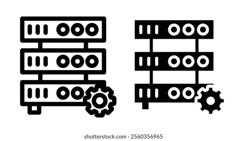 Dedicated server Icons. black and white vector illustration set.