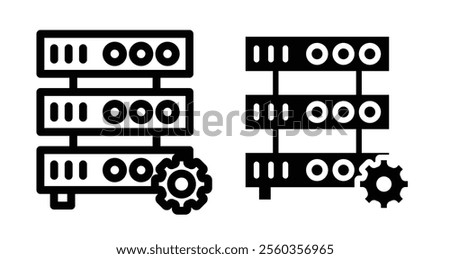 Dedicated server Icons. black and white vector illustration set.