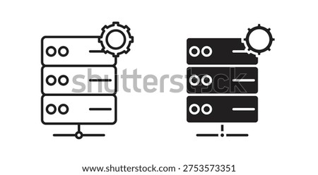 Dedicated server icons silhouettes. Vector elements for design.