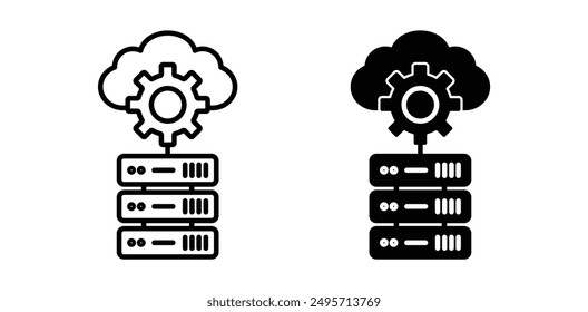 dedicated server vector icon set in black color.