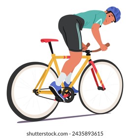 Dedicated Sportsman Cyclist, Skillfully Maneuvers His Bike, Pedaling With Precision And Determination, Showcasing Agility And Endurance In Pursuit Of Speed And Accomplishment. Vector Illustration