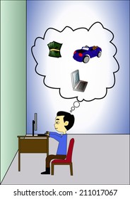 Dedicated young employees enjoy working for a dream that he needs.