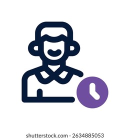 ícone duotônico de dedicação. Ícone vetorial moderno e elegante para sites, aplicativos móveis, materiais de marketing e design corporativo. Totalmente dimensionável e pronto para uso.