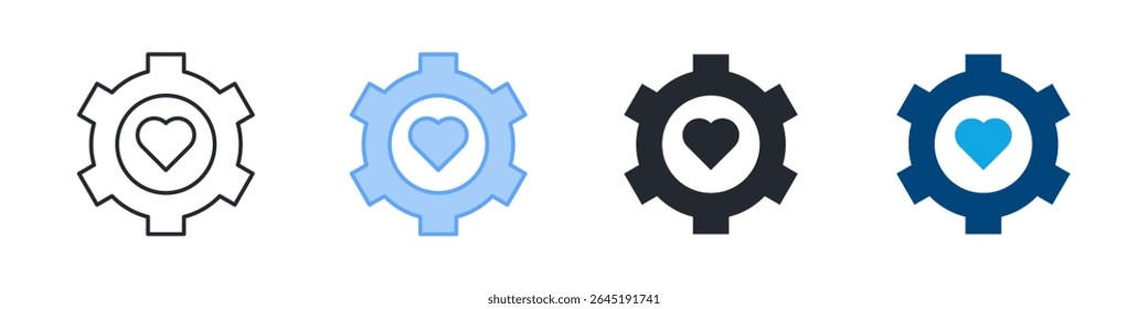 Ícone De Dedicação Definir Vários Estilos. Projetado Em Contorno, Azul, Glifo, Tom Duplo