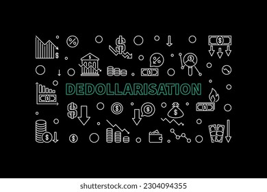 Dedollarisation vector concept horizontal banner - World Economy USD Dollar De-Dollarization illustration