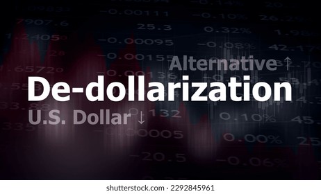 De-dollarization, trading screen background, market graph of line and candlestick. The concept of weakening the U.S. Dollar and strengthening alternative currency, financial instrument. 