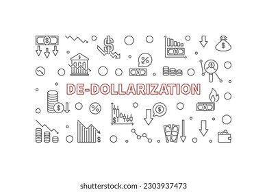 De-Dollarization vector Geopolitics concept horizontal banner. Dollar US Currency Dedollarisation illustration