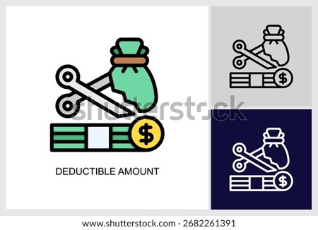 Deductible Amount icon Multi Style Vector Illustration