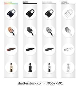 Deduction, crime, robbery and other web icon in cartoon style.Lock, metal, hinged, icons in set collection.
