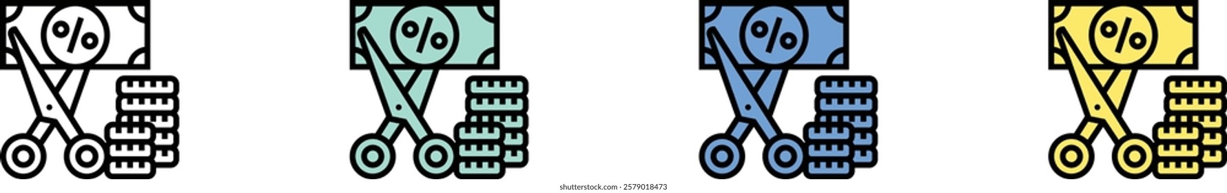 deduction icon. Outline, Green, Blue and Yellow Style Design Isolated On White Background