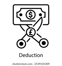 Icono de deducción en estilo de esquema