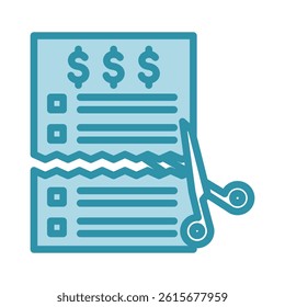 Deduction List mini illustration dual tone blue color icon, use for taxation, economy, business, finance, UI, UX kit, app and web development, digital or print.