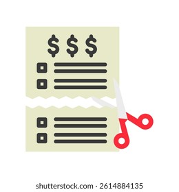 Deduction List mini illustration flat color icon, use for taxation, economy, business, finance, UI, UX kit, app and web development, digital or print.