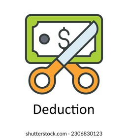 Ilustración de diseño de iconos de contorno de vector de deducción. Símbolo de impuestos sobre el fondo blanco Archivo EPS 10