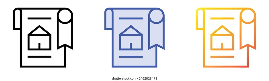 deed icon. Linear, Blue Fill and Gradient Style Design Isolated On White Background