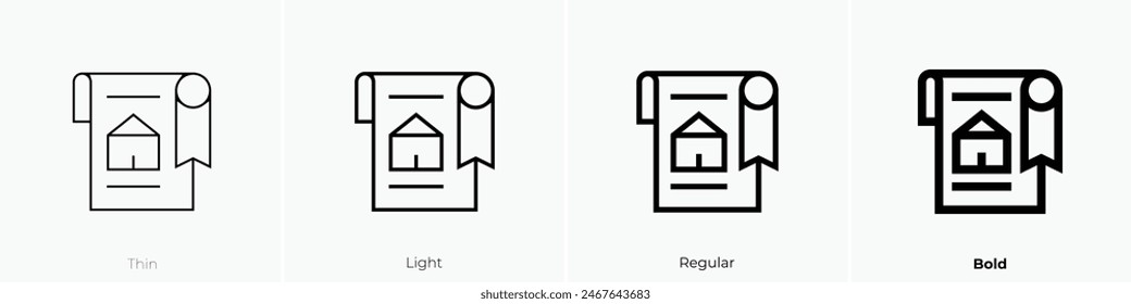 deed icon. Thin, Light Regular And Bold style design isolated on white background