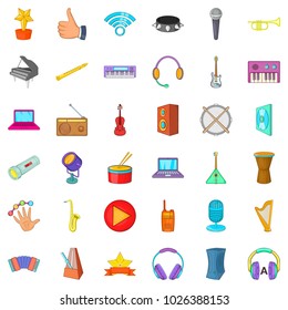 Deejay icons set. Cartoon set of 36 deejay vector icons for web isolated on white background