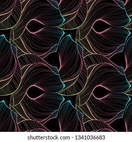 Deep abstract pattern, endless on black background