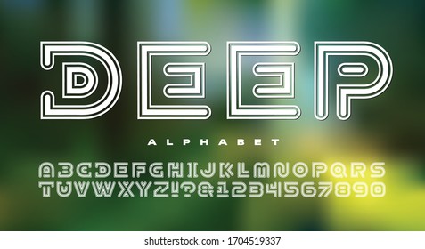 Deep Alphabet; A High Tech Or Futuristic Urban Font. This Lettering Would Be At Home On A Music Album Cover Or Poster, Or A Sci-fi Themed Graphic.