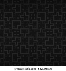 Deep black color ornamental seamless pattern background in road map style. Bright, symmetric design for surface, ads, banner or other purpose. Modern design.