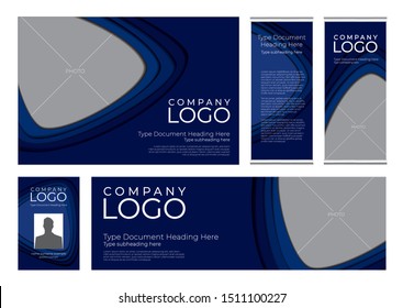 Deep blue 3d paper art illustration set. Vector design layout for banners, presentations, flyers, poster and  roll-up displays.