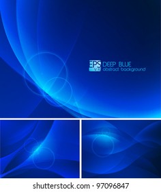 Deep blue Abstract Background. A set of deep blue abstract background. Each background separately on different layers.