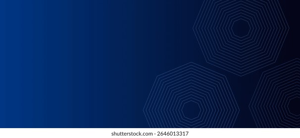 Deep blue abstract background with subtle hexagon patterns, transitioning to dark. Represents technology, data, innovation, and futuristic concepts for digital business