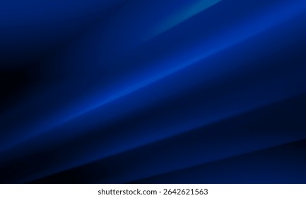 Deep blue background with bright blue lines of varying thickness. A dynamic and abstract composition. The design a minimalist and technological style. Geometric shapes and contrasting shades of blue.