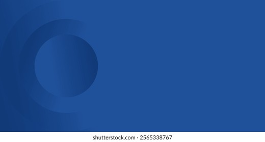 A deep blue background with an embossed circle in the left corner. It has a simple, clean and modern look, ideal for use as a stock photo or graphic element.