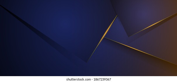 Deep blue background vector overlay layer on dark space with golden stripe glow for background design.