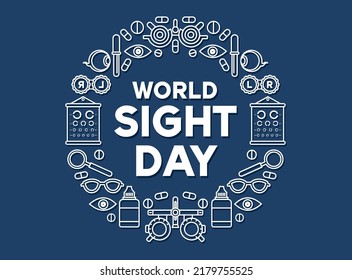 Deep blue background of World Sight Day illustration on healthcare icon element. Vector eps 10.