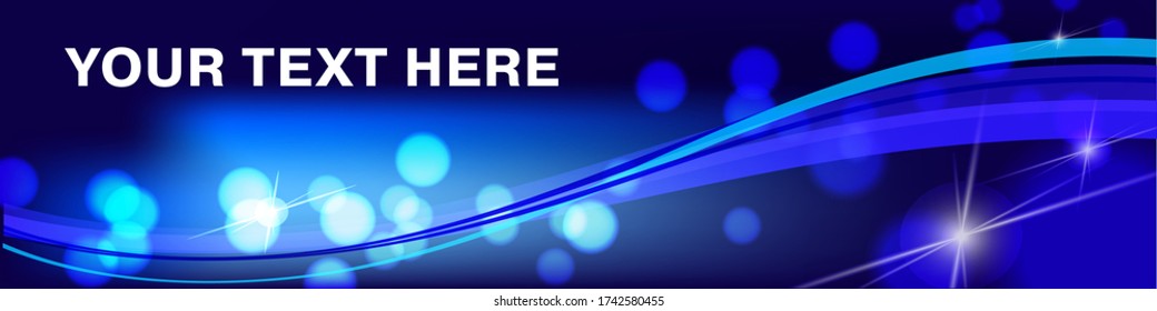 deep blue banner vector with glowing white lights, stars, waves vector, bokeh lights, design element, presentation, poster, advertisement banner, stylish luxury feel, Linkedin banner, Facebook cover