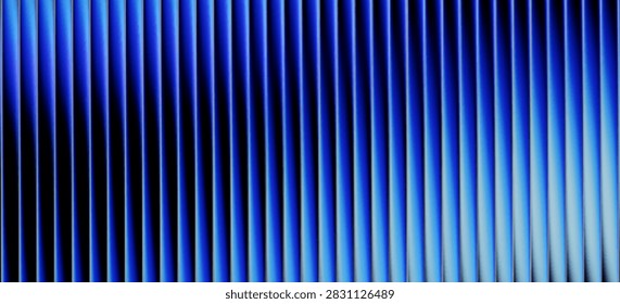 Deep blue and black gradient background with ripple glass effect. Fractal texture with glow. Holographic vertical stripes background. Prismatic distortion pattern. Vector illustration wallpaper