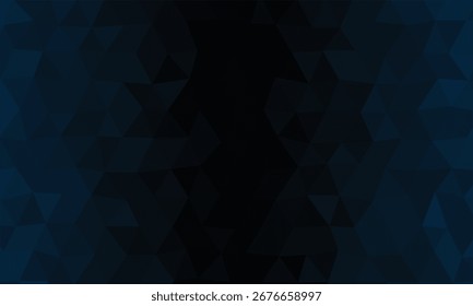 Deep Blue and Black Polygonal Geometric Background with Dark Gradient abstract pattern