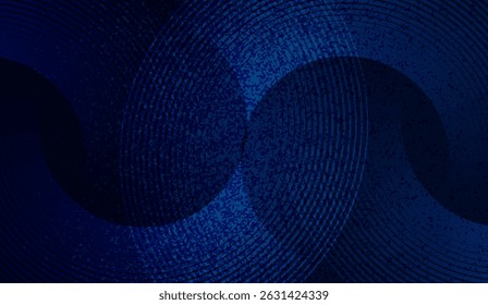 Tief blaue konzentrische Kreise grafischer Hintergrund mit welliger Auflage, abstrakter Textur und moderner Ästhetik für Technik und künstlerische Designs