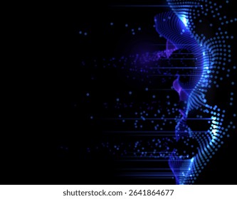 Deep blue digital wave with glowing particles. Cybernetic ocean abstract data visualization. AI-inspired liquid tech background 3D. Holographic particle sea for metaverse. Vector background