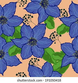 Deep blue flowers on light  background