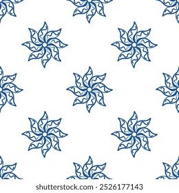 azul profundo tribal tribal mandala motif padrão elegante sem emenda para azulejos e têxteis