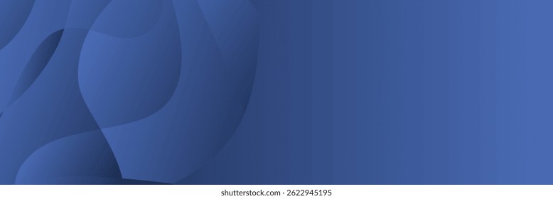 Deep blue gradient background with abstract fluid shapes. Perfect for tech or corporate use.