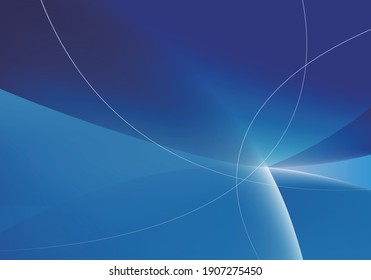 Deep blue gradient background illustration material with flowing curves