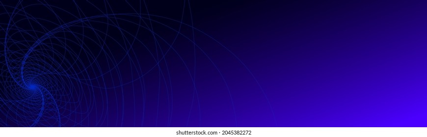Deep blue gradient LinkedIn banner with spiral lines in blue purple tones shades for presentation, poster, advertisement banner, webinar, stylish luxury feel, icon, Facebook cover, optical illusion