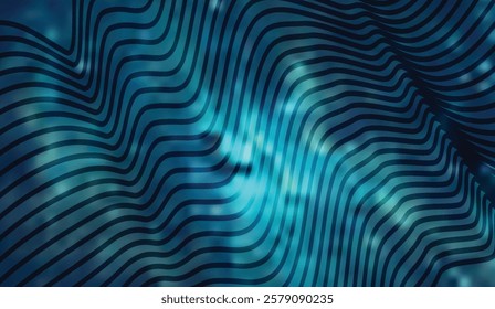 Deep Blue Gradient Wavy Lines Abstract Art Background with Textured Layering, creating a hypnotic, fluid-like motion effect,